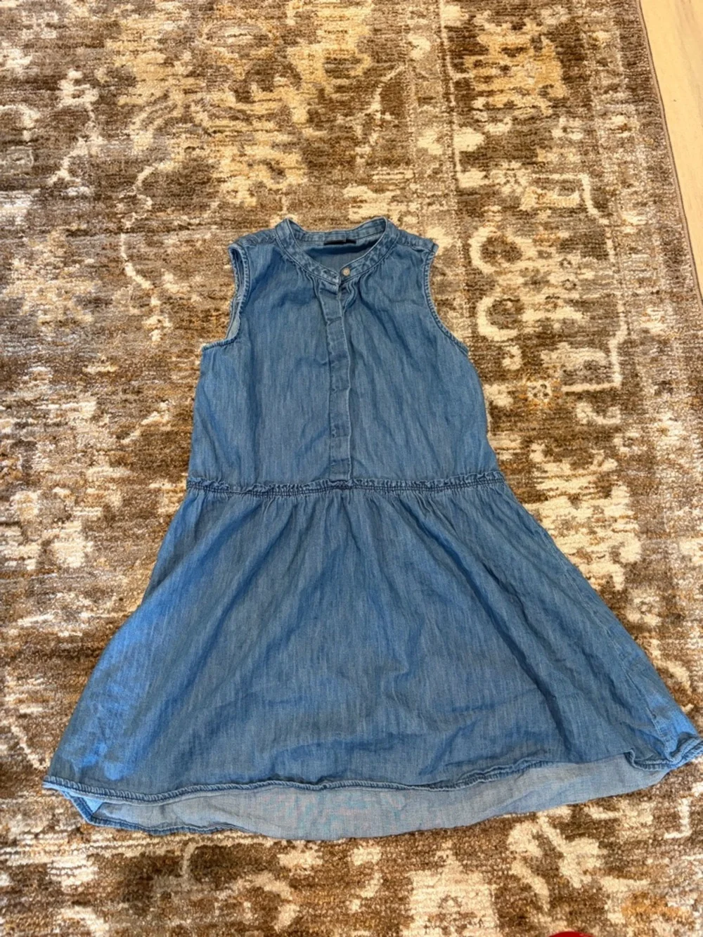 Gap Denim Chambray Girls Dress L Sleeveless 1/2 Button Close